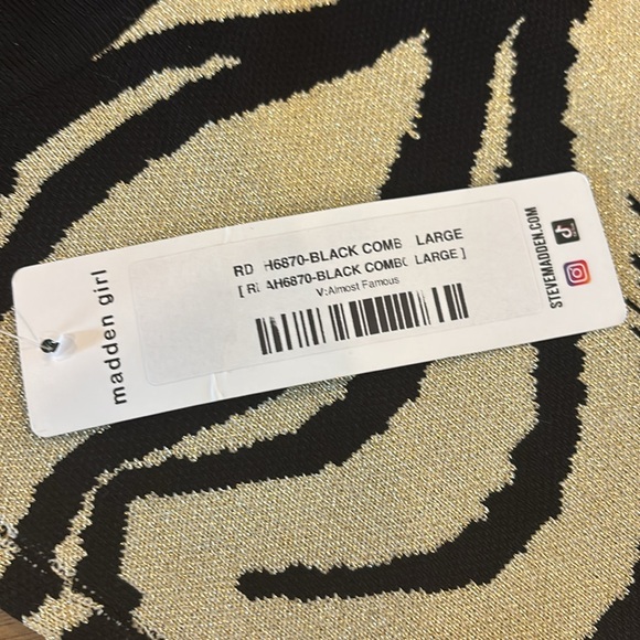 STUNNING Gold/Black Madden Girl Strapless Bodycon Metallic Dress Large NWT - Picture 10 of 10